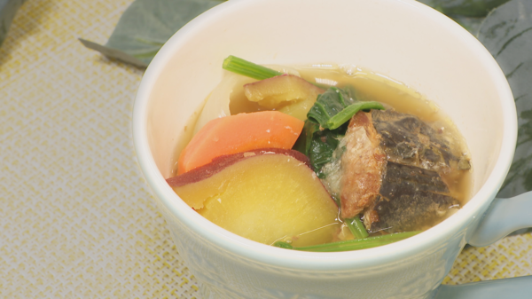さつまいもとさばみそ煮の<br>まろやかスープ